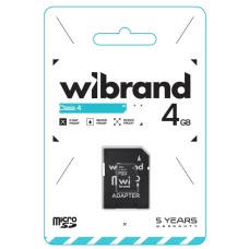 Карта памяти Wibrand MicroSDHC 4Gb (Class 4) + SD-адаптер